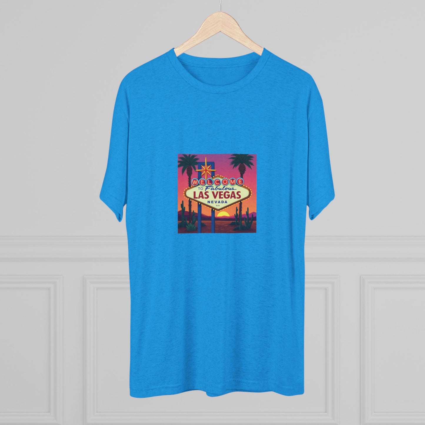 Welcome to Las Vegas Colorful desert Sunset Sign ~ Uni Sex Tri Blend Soft T