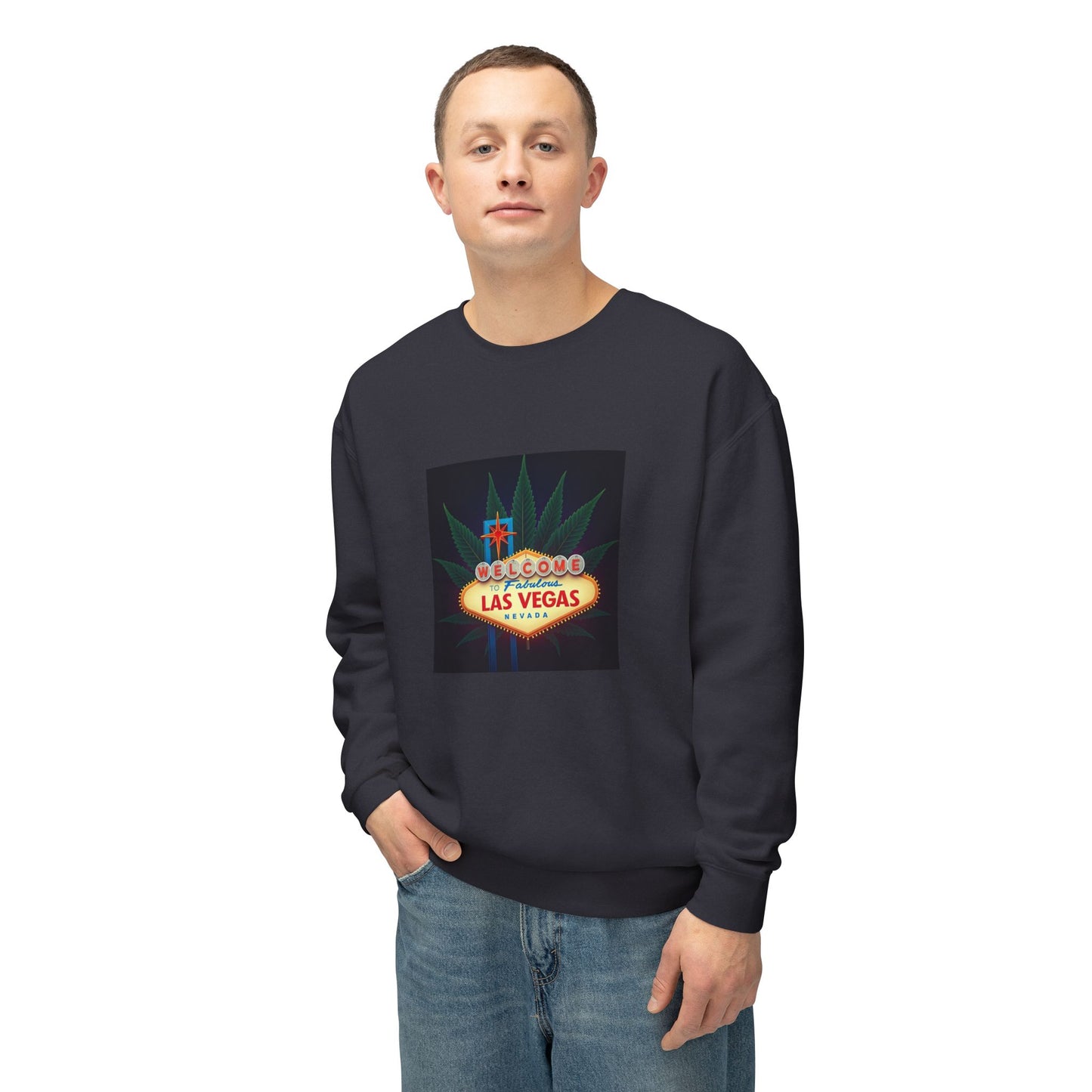 ELLV 420 Welcome to Fabulous Las Vegas Sign ~ Uni Sex Crew Neck Sweat Shirt