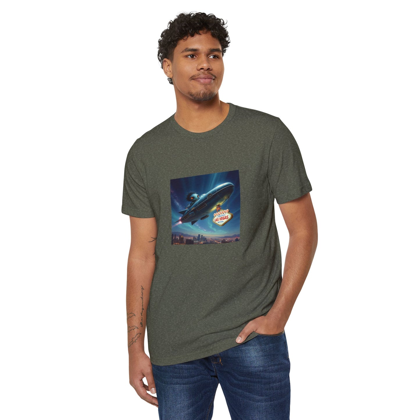 Aliens are stealing the Welcome to Las Vegas Sign ~ Organic T-Shirt for Travel Lovers