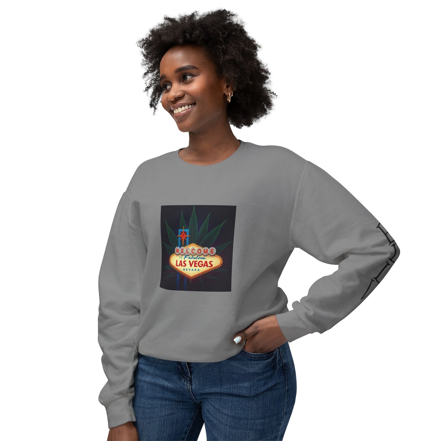 ELLV 420 Welcome to Fabulous Las Vegas Sign ~ Uni Sex Crew Neck Sweat Shirt