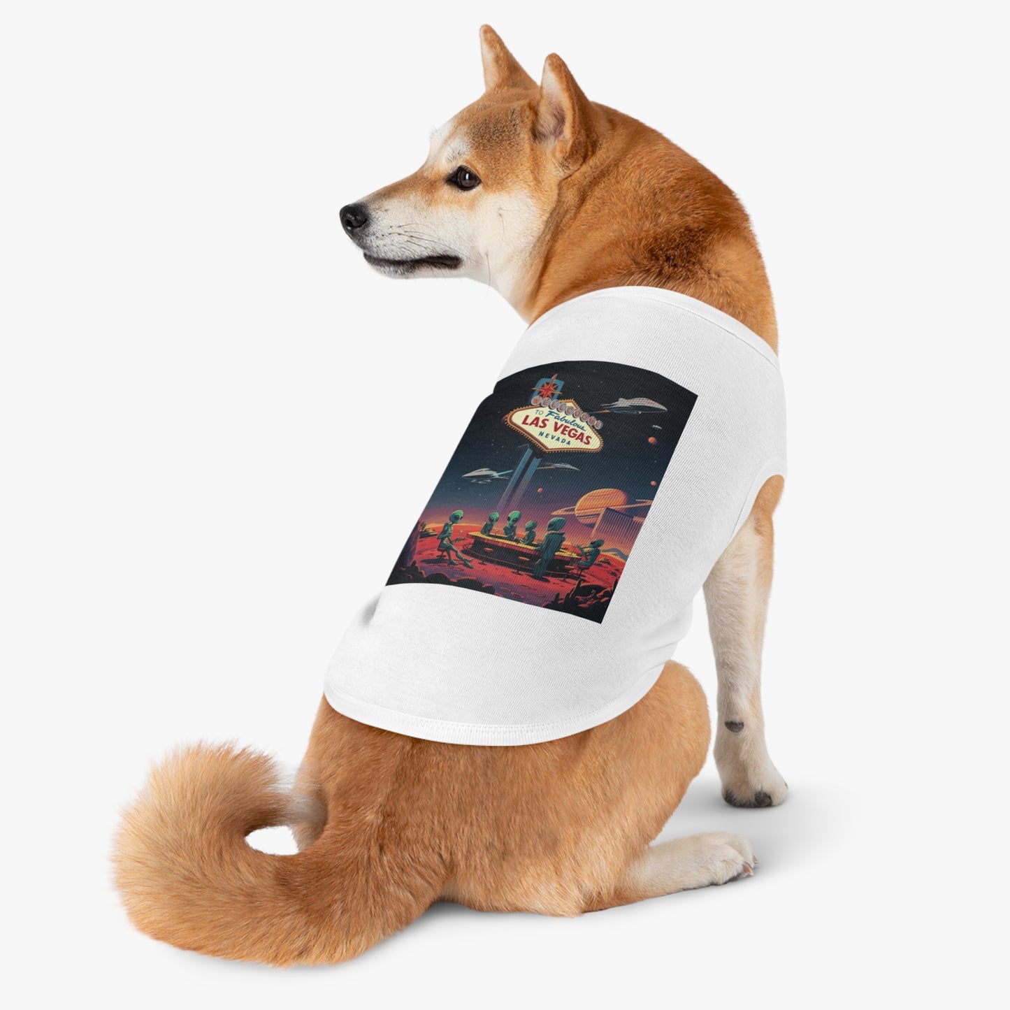 Aliens Hanging at the Welcome to Las Vegas Sign Pet Tank Top - Fun & Trendy Dog Apparel