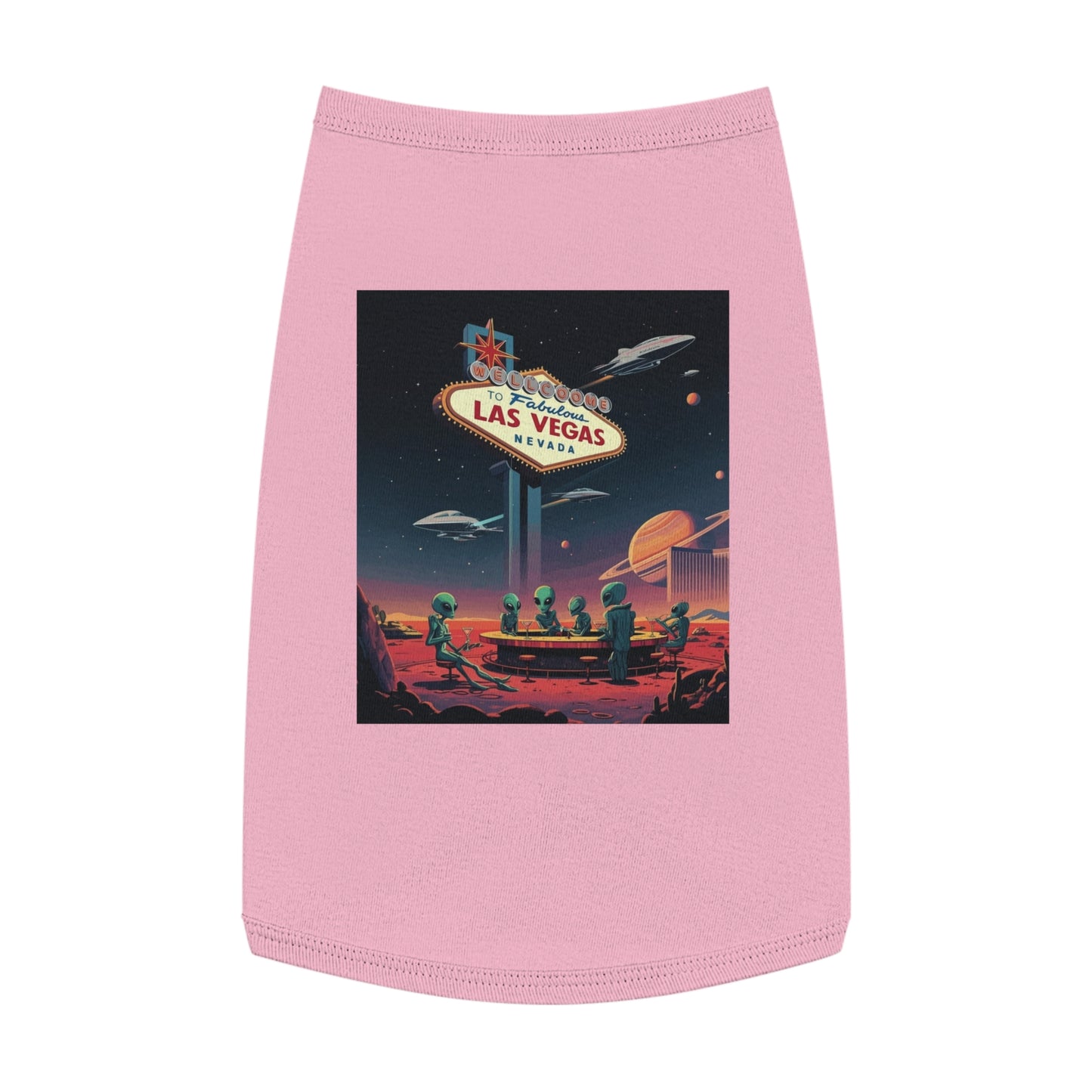 Aliens Hanging at the Welcome to Las Vegas Sign Pet Tank Top - Fun & Trendy Dog Apparel