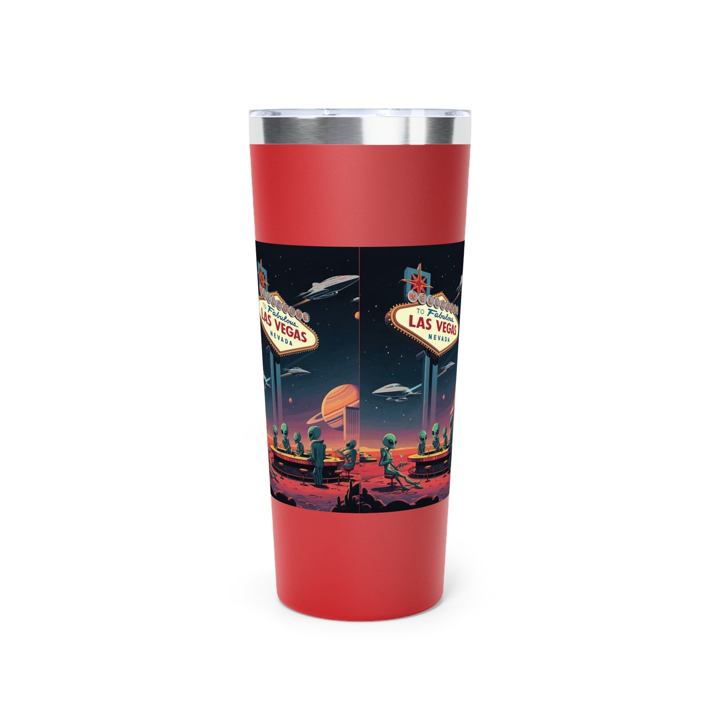 Aliens Hanging at the Welcome to Las Vegas Sign Travel Mug a MUST HAVE for your next Trip To Vegas! 22oz Copper Insulated Travel Mug