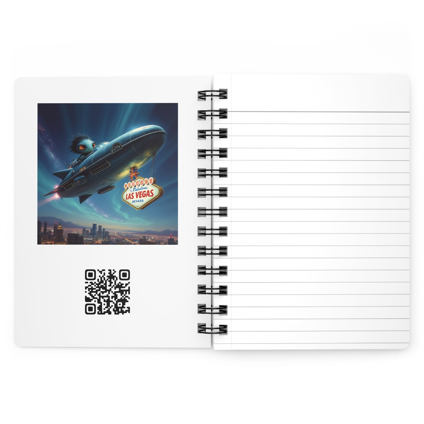 Aliens are Stealing the Welcome to Las Vegas Sign!  Las Vegas Sign Spiral Bound Journal - Travel Memories Notebook