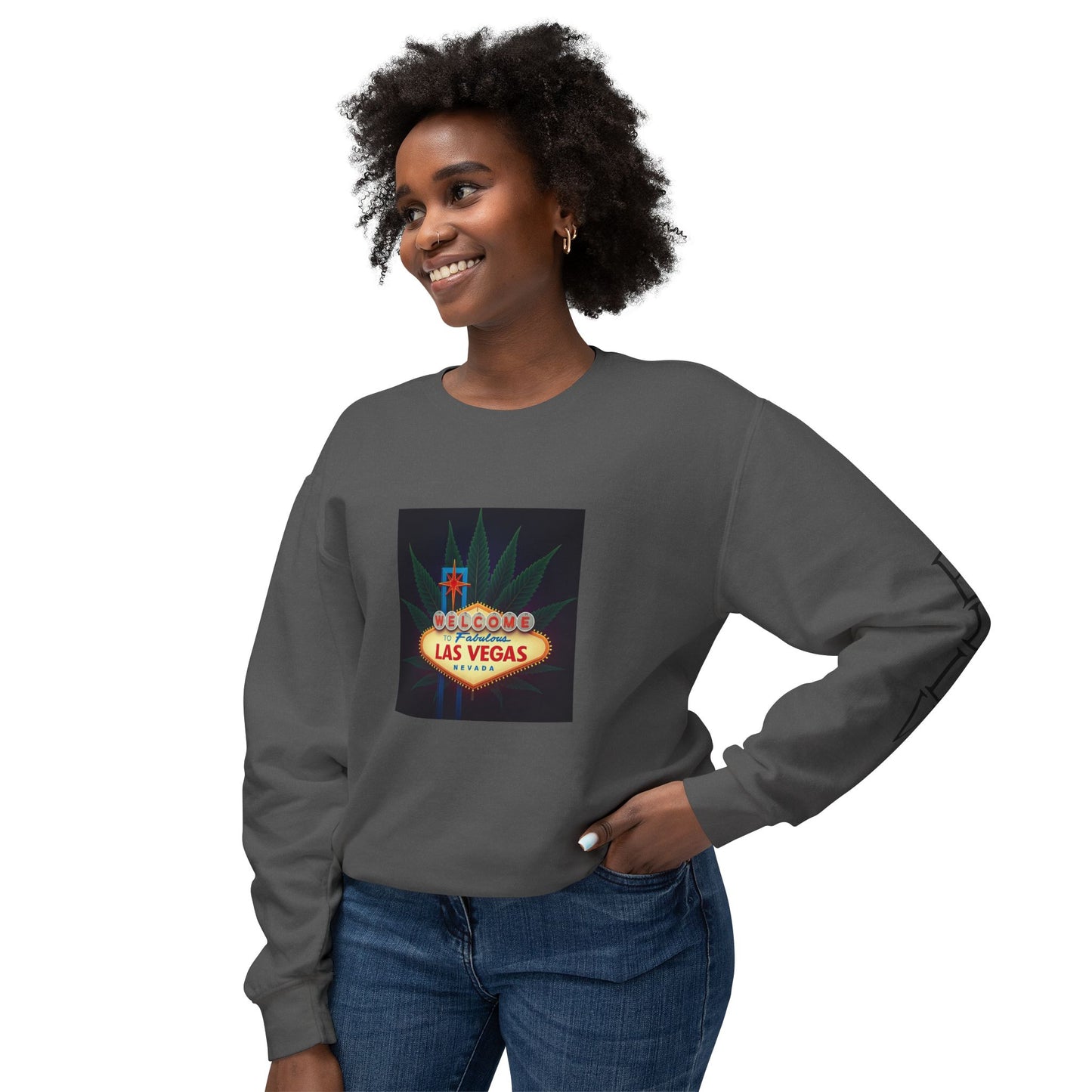 ELLV 420 Welcome to Fabulous Las Vegas Sign ~ Uni Sex Crew Neck Sweat Shirt