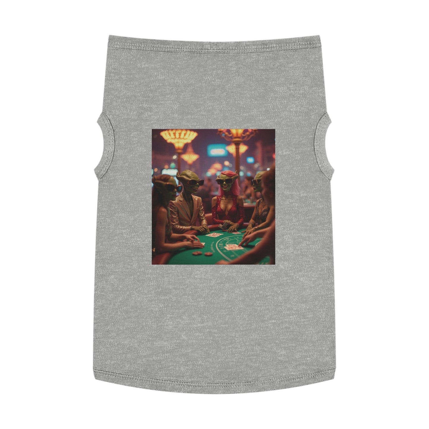 Aliens Playing Black Jack in Las Vegas Pet Tank Top - Fun & Trendy Dog Apparel