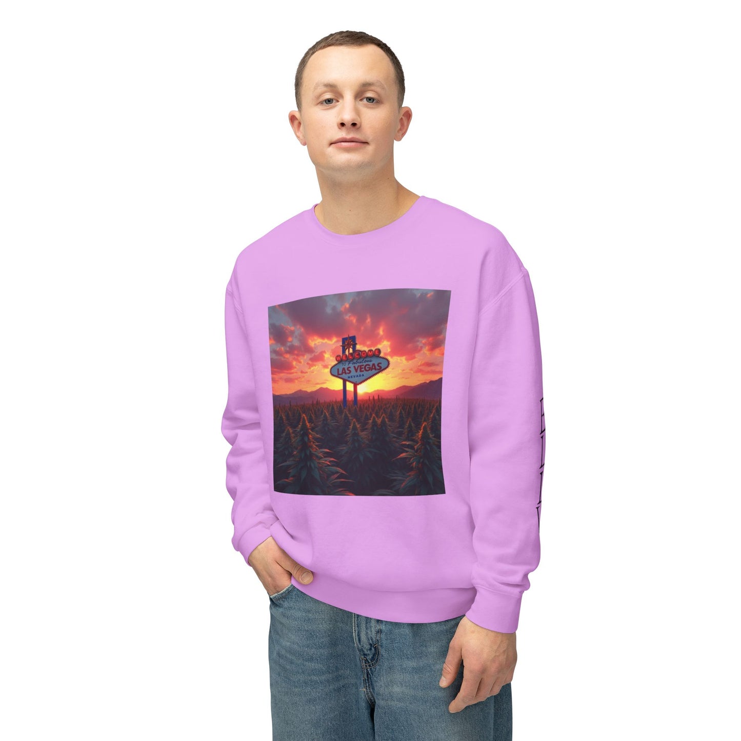 ELLV 420 Field in a Las Vegas Sunset ~ Uni Sec Crew Neck Sweatshirt