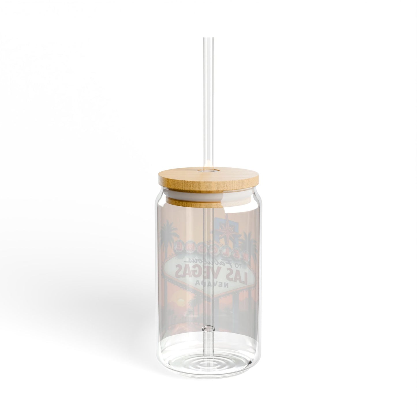 Welcome to Las Vegas Colorful Sunset 16oz Sipper Glass with Bamboo Lid & Straw a MUST HAVE for your next Trip To Vegas!