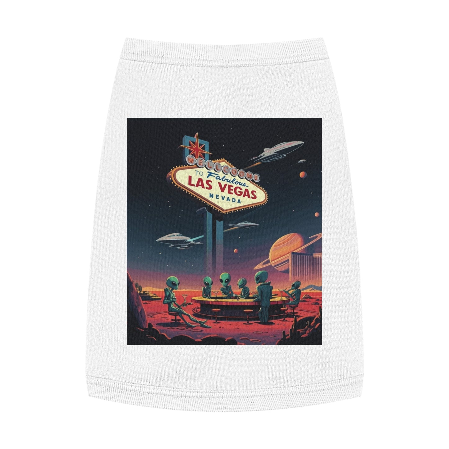 Aliens Hanging at the Welcome to Las Vegas Sign Pet Tank Top - Fun & Trendy Dog Apparel