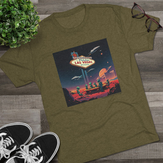 When Aliens take over Las Vegas wear this, they will know you're friendly ~Uni Sex Tri Blend Soft T