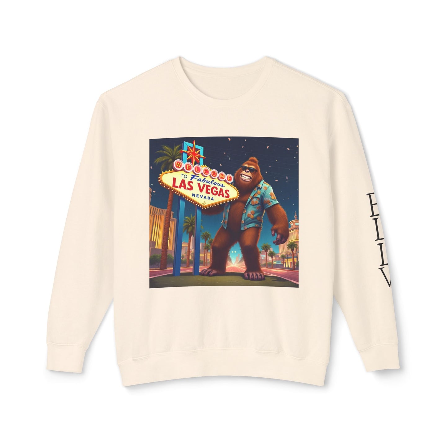 Sasquatch Welcome to Las Vegas Sign ~ Uni Sex Crew Neck Sweat Shirt