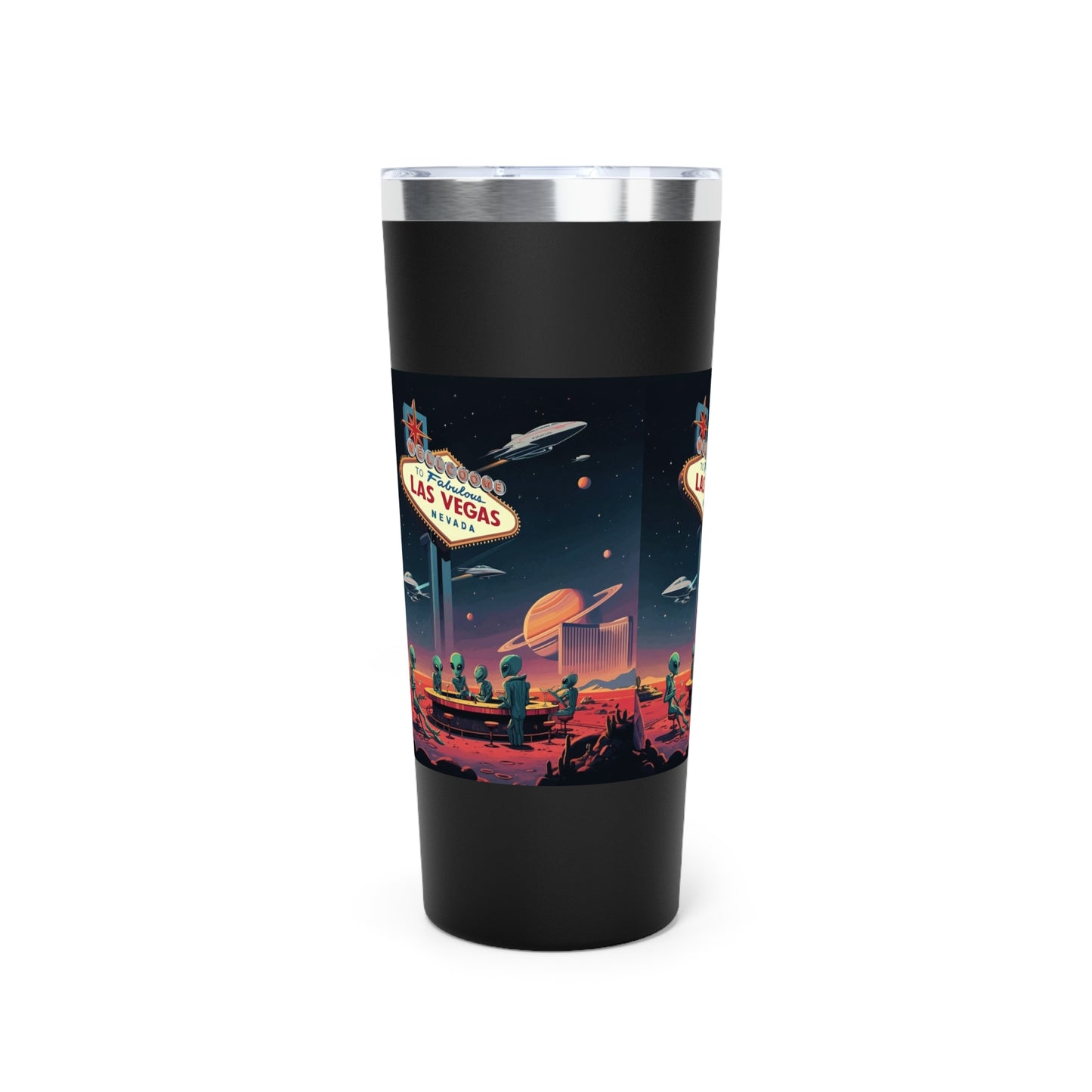 Aliens Hanging at the Welcome to Las Vegas Sign Travel Mug a MUST HAVE for your next Trip To Vegas! 22oz Copper Insulated Travel Mug