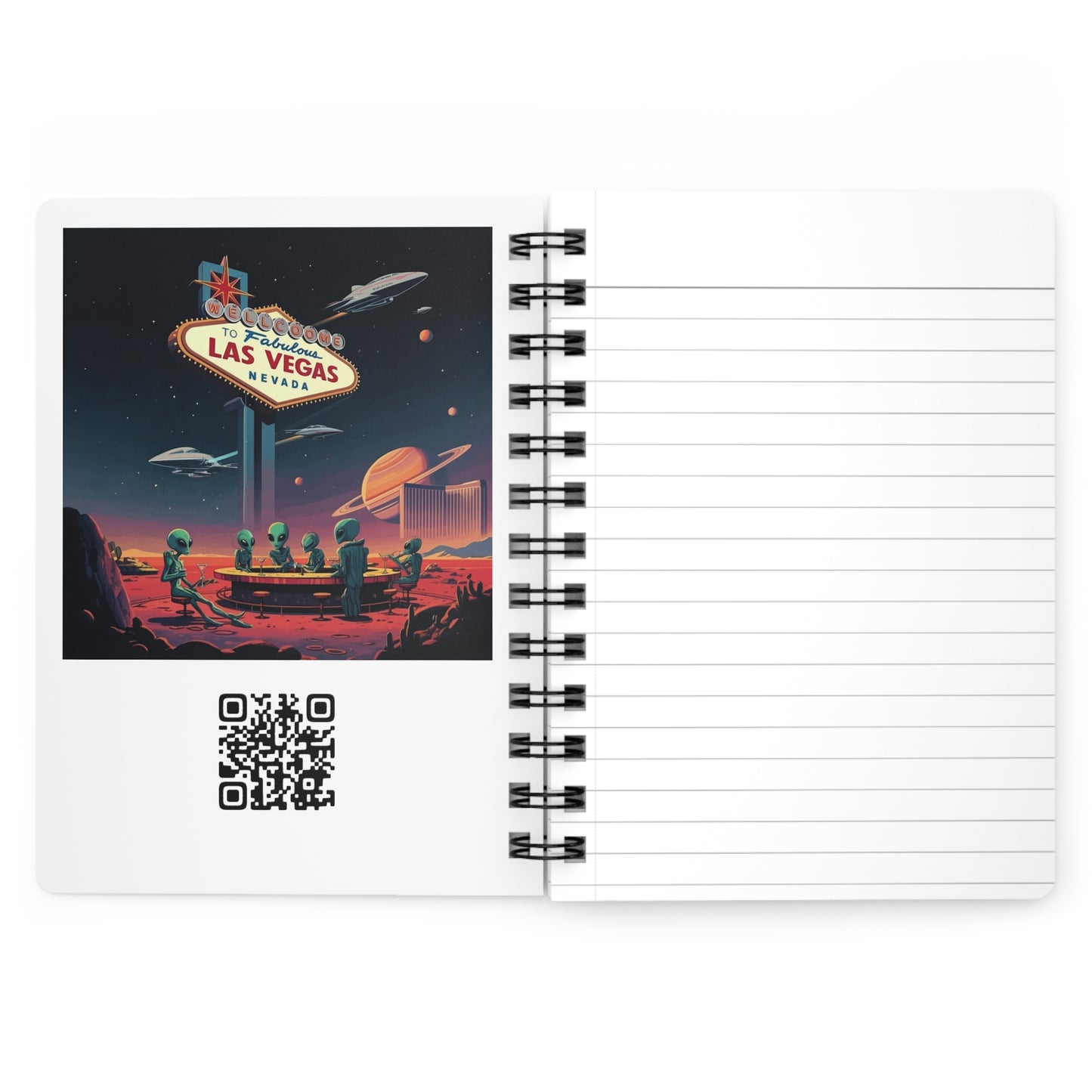 Aliens Hanging at the Welcome to Las Vegas Sign Spiral Bound Journal - Travel Memories Notebook