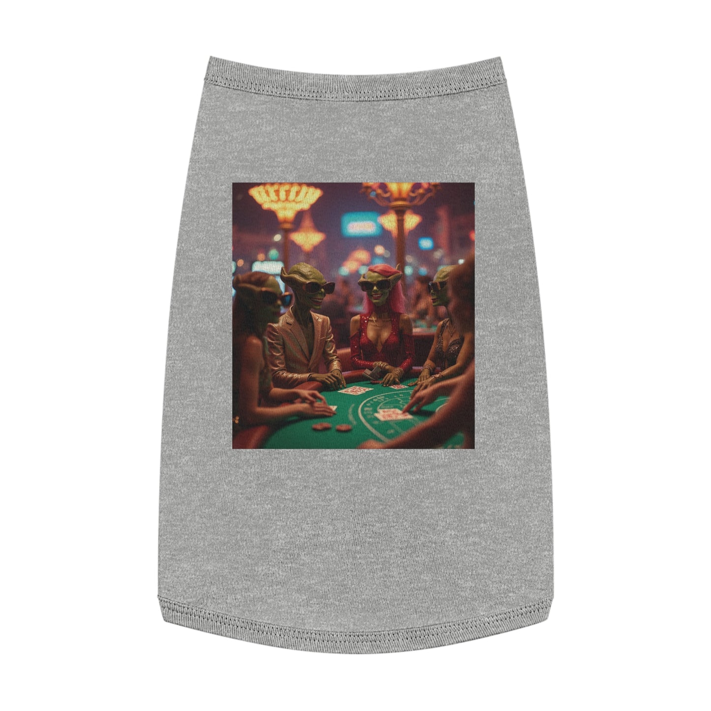 Aliens Playing Black Jack in Las Vegas Pet Tank Top - Fun & Trendy Dog Apparel