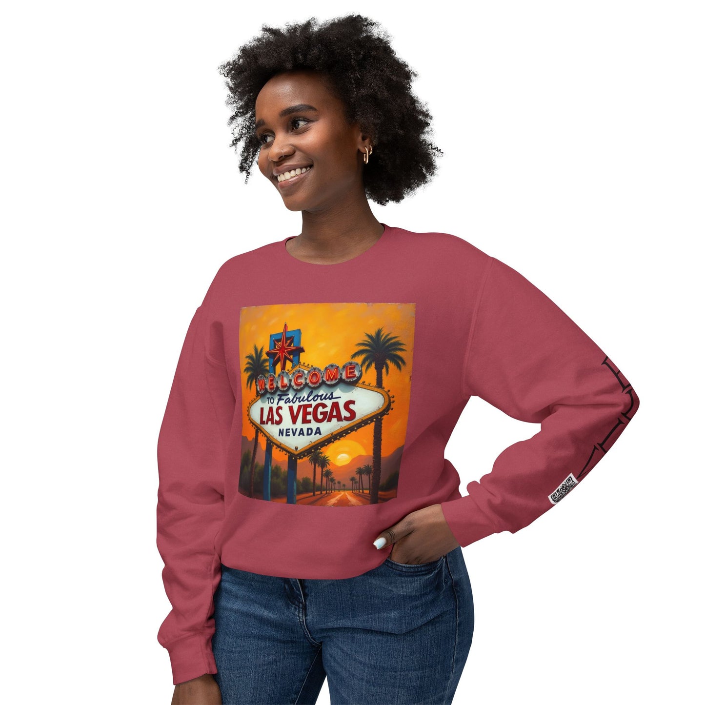 Colorful Welcome to Las Vegas Sign Sunset Uni Sex Sweatshirt