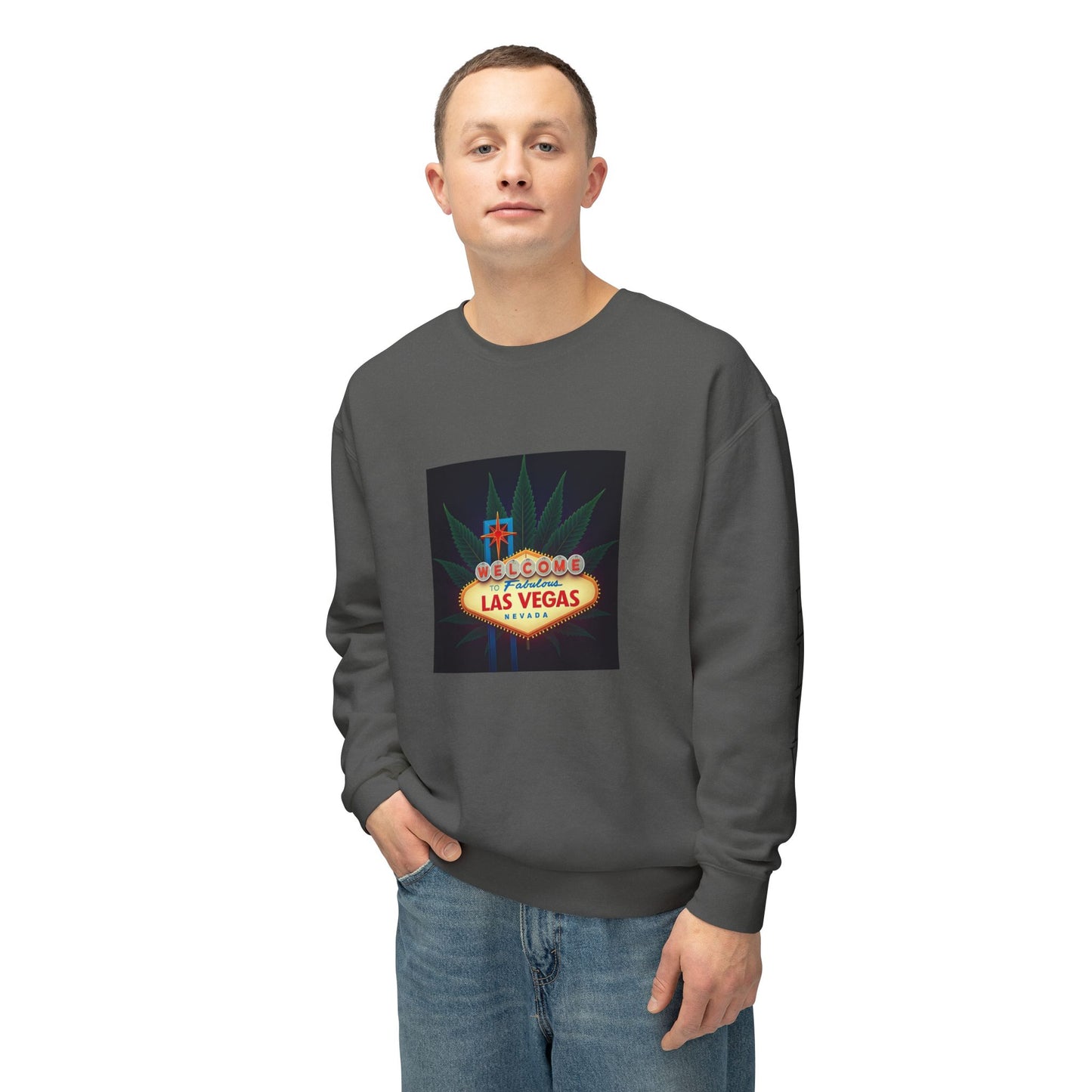 ELLV 420 Welcome to Fabulous Las Vegas Sign ~ Uni Sex Crew Neck Sweat Shirt