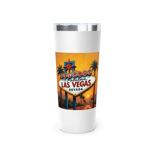 Welcome to Las Vegas Colorful Sunset Travel Mug a MUST HAVE for your next Trip To Vegas! 22oz Copper Insulated Travel Mug