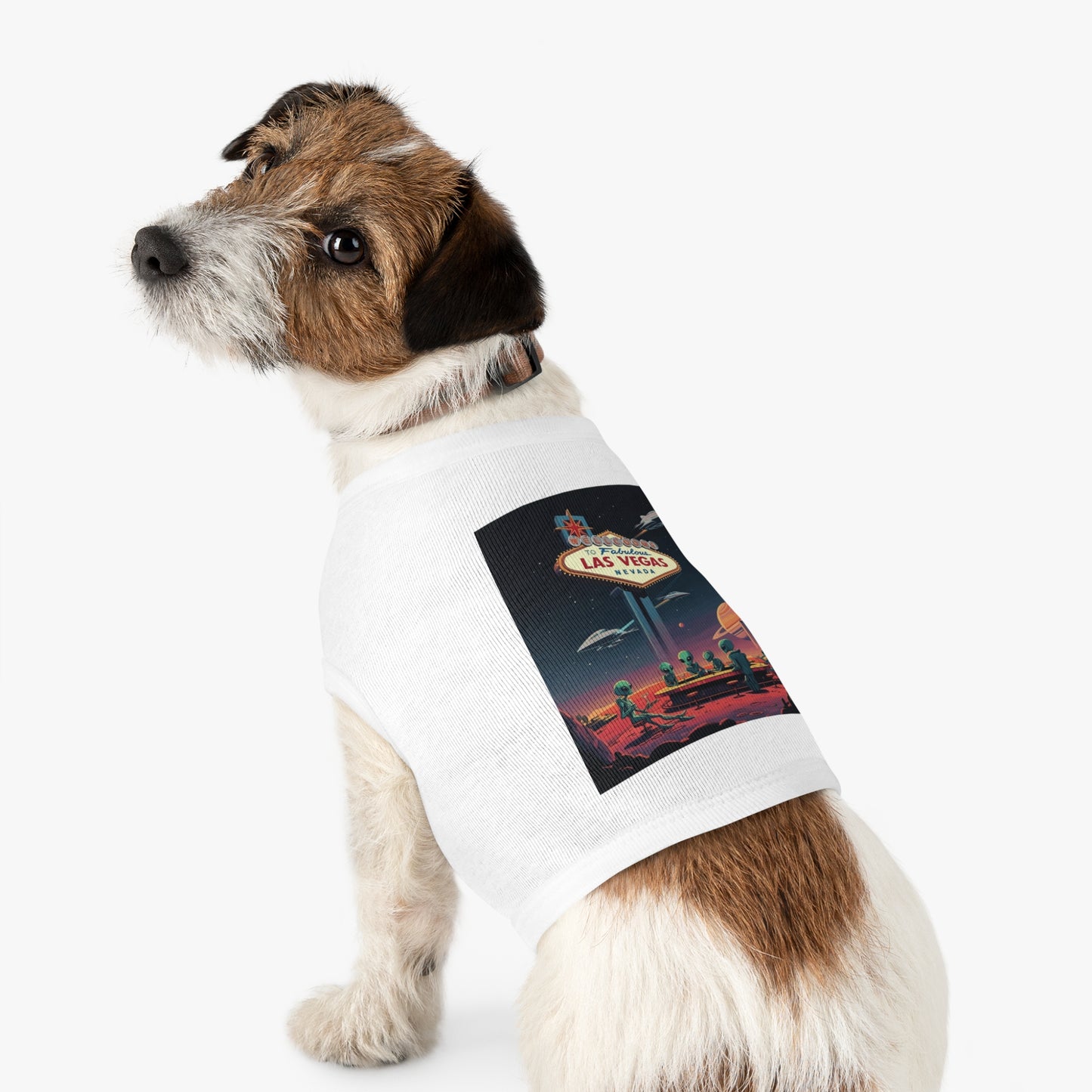 Aliens Hanging at the Welcome to Las Vegas Sign Pet Tank Top - Fun & Trendy Dog Apparel