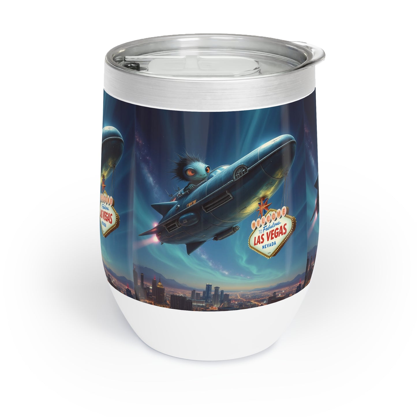 Aliens are Stealing the Welcome to Las Vegas Sign Wine Tumbler a MUST HAVE for your next Trip To Vegas! - Insulated Travel Cup for Wine Lovers