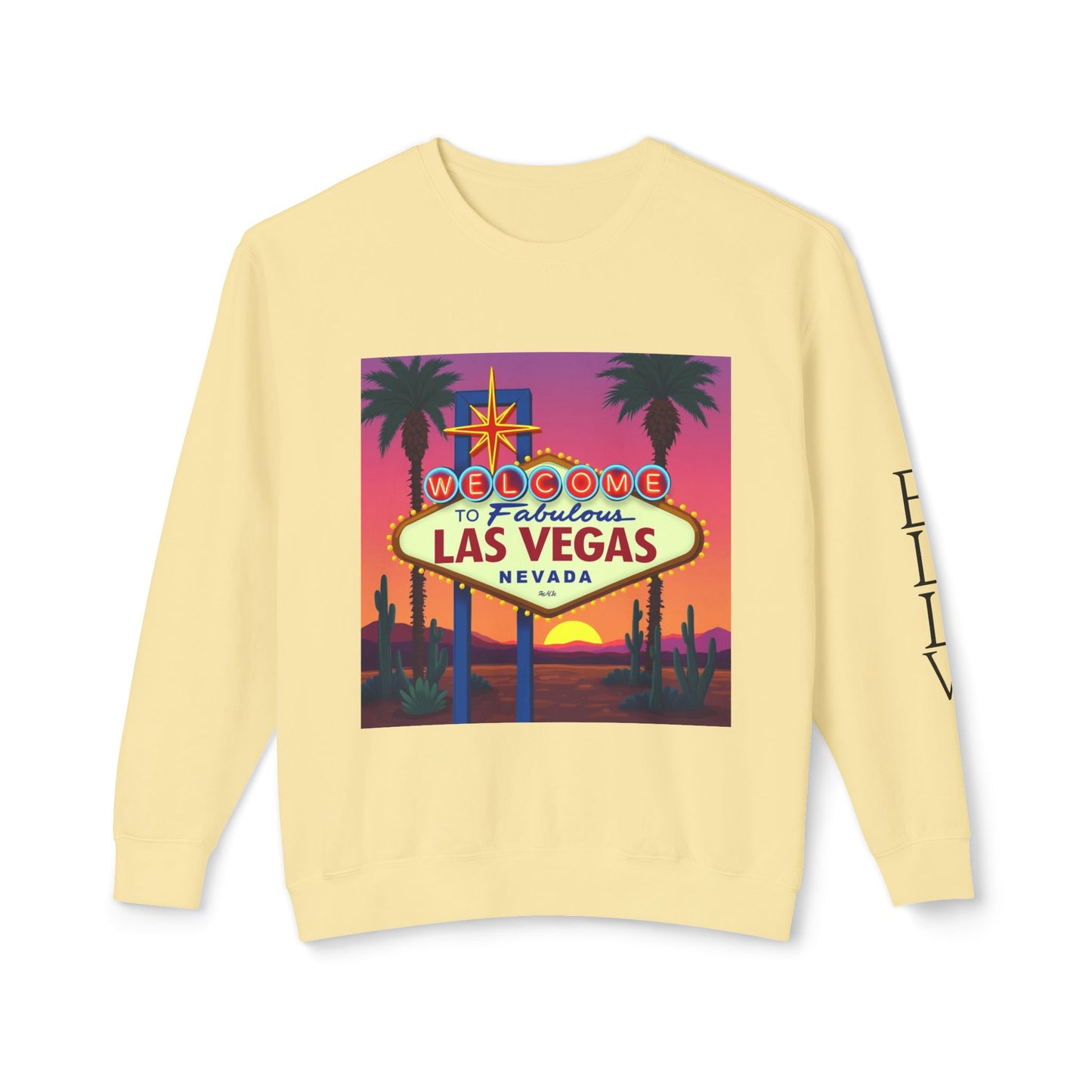 Welcome to Las Vegas Sign Colorful Desert Sunset ~ Uni Sex Crew Neck Sweat Shirt