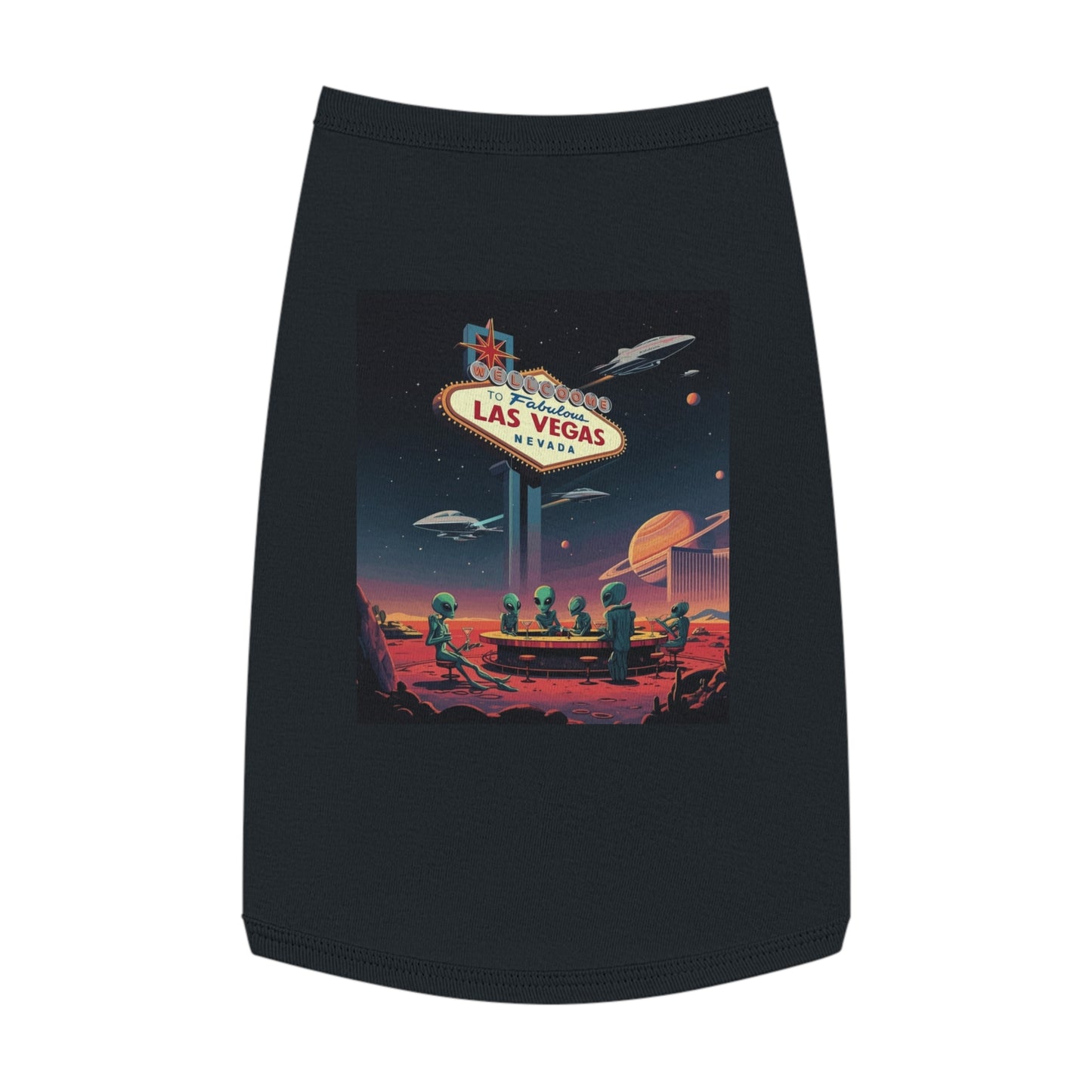 Aliens Hanging at the Welcome to Las Vegas Sign Pet Tank Top - Fun & Trendy Dog Apparel