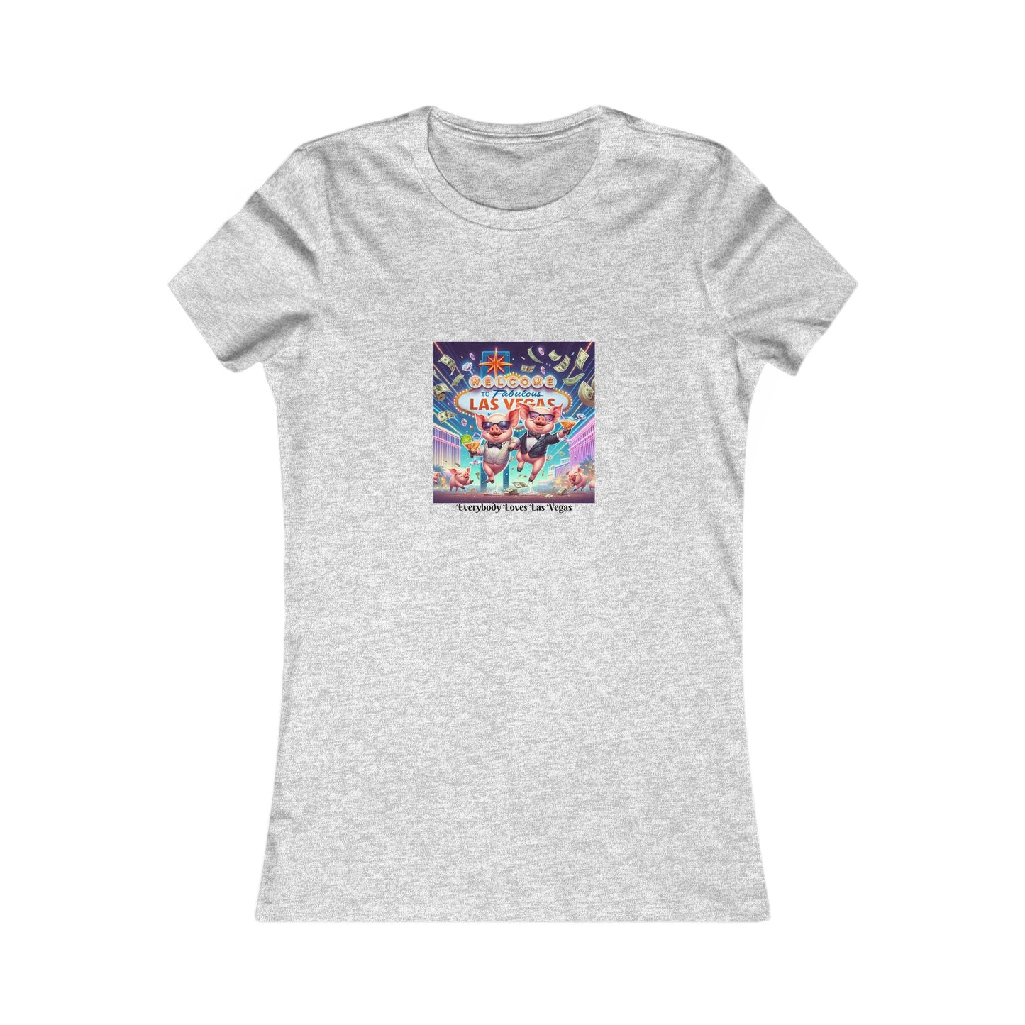 Pigs partying it up at the Welcome to Las Vegas sign ~ Women's Favorite Tee